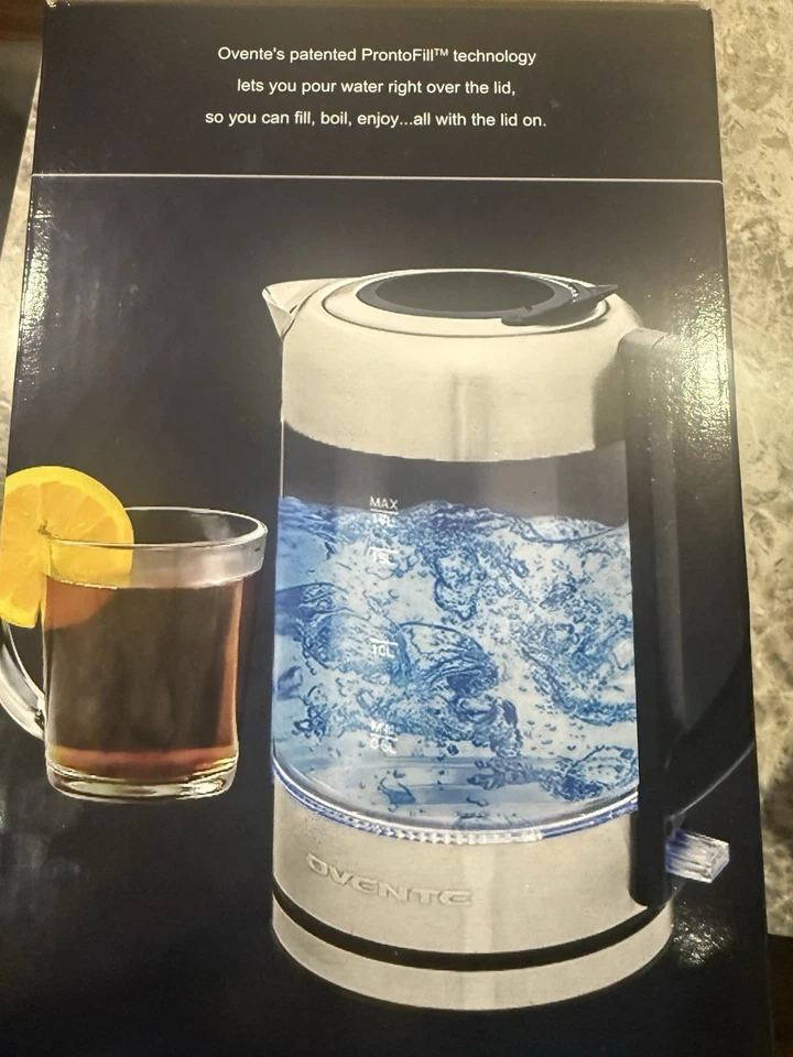 Hervidor de agua eléctrico de vidrio Prontofill 1,7 litros 1500 W plateado KG612S Foto 1 de 4