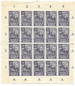Indonesia 1946/1947 revolution stamps (repoeblik Indonesia) MNG sheet of 20 - Picture 1 of 1