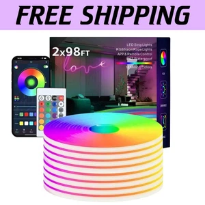 Outdoor & Indoor 200FT RGB LED Neon Lights - Stunning Décor for Gaming & Parties - Picture 1 of 8