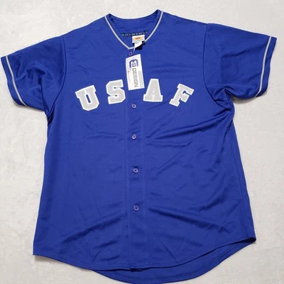 USAF US Air Force Baseball Jersey Adults XL Blue E9 DESIGN NWT - Image 1 of 4