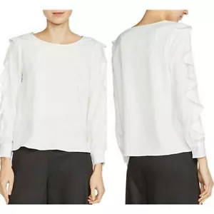 Maje Women's Ecru Loupi Ruffle Sleeve Frill Blouse Size 2/M - Picture 1 of 9