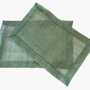 Raffia Straw Placemats Green Woven 18 x 12 inch Lot 2 - Picture 1 of 1