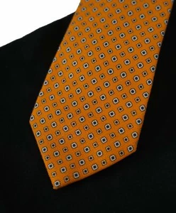  $240 ISAIA  -  Orange 7-Fold Foulard Cotton Tie 2018! - Picture 1 of 5