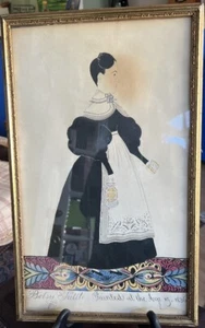 Antike primitive amerikanische Volkskunst 1836 Gemälde Druck Trauer Tuttle Davis - Bild 1 von 14