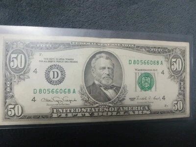 1990 $50 US Banknote bleed through see pictures error note - Image 1 of 4
