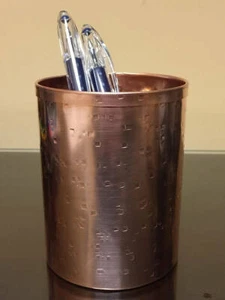 Square Hammered Raw Copper Pencil Holder Cup Desk Accessories Anniversary Gift - Picture 1 of 1