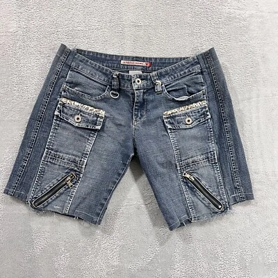 Pantalones de mezclilla vintage Y2K Guess para mujer 26 (cintura medidas 32) bolsillos de carga cortados Foto 1 de 4