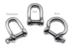 A4 Stainless steel shackle bow hex dee d 316 marine grade 4mm 5mm 6mm 8mm 10mm - Picture 1 of 15