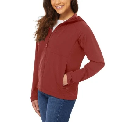 NUEVA Chaqueta con Capucha Kirkland Signature para Mujer Softshell, Rojo Granero, MEDIANA Foto 1 de 4