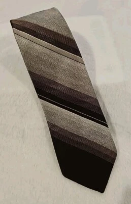 Винтажный мужской галстук Wemsilk от Wembley коричневый в полоску - Изображение 1 из 3
