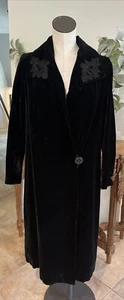 Unbranded woman XS black velvet embroidered opera Goth duster Vintage jacket - Picture 1 of 17
