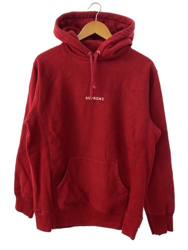 Felpa Supreme con cappuccio L cotone rosso tinta unita usata