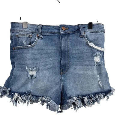 Celebrity Pink Womens Denim Shorts Sz 13 31 Frayed Hem Blue Jean Cut Offs Ripped - Image 1 of 4