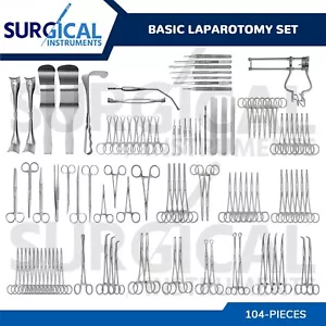104 Pcs Basic Laparotomy Instruments Set Stainless Steel Surgical German Grade - Picture 1 of 9