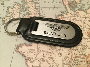 BENTLEY Key Ring Etched and infilled On Leather - Picture 1 of 3