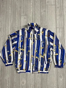 COACO Jacket/Windbreaker Women’s XL Full Zip Golf Print 100% Silk VTG 80s/90s - Picture 1 of 16