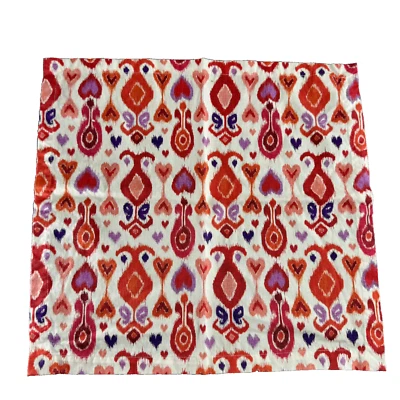 Four Nice Williams Sonoma Amour Heart Red Pink Ikat Design 100% Cotton Napkins - Image 1 of 4