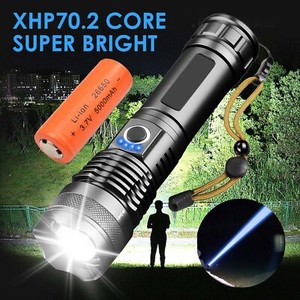 Rechargeable LED Flashlight Tactical Super Bright Torch Retractable 26650Battery