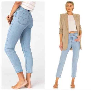 LEVI'S Wedgie Straight Leg Cropped Jean Blue Space Ripple Size 8 Short NEW - Picture 1 of 12