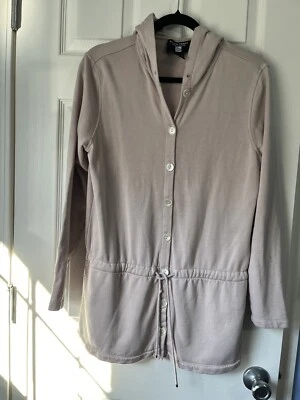 Ellen Tracy  Saks Fifth Avenue Jacket Pink Waist Tie Button Up Sweatshirt Hoodie - Image 1 of 4