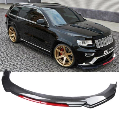 For Jeep Grand Cherokee Carbon Style Front Bumper Lip Spoiler Splitter Body Kit — 第 1/4 张图片