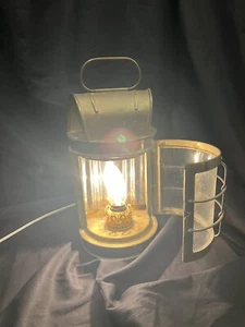 VTG Brass Lantern Wall Light Cargo Lamp Nautical Glass Cage Door Marine Ship - Picture 1 of 1