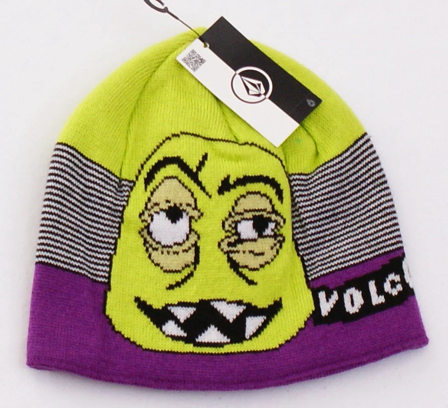 Gorra Volcom Faces púrpura y verde gorro calavera joven niño 8-20 nueva con etiquetas Foto 1 de 2