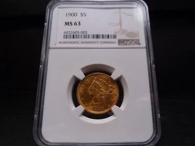 1900 MS63 $5 Liberty Half Eagle NGC 认证-明亮/神奇硬币 — 第 1/4 张图片