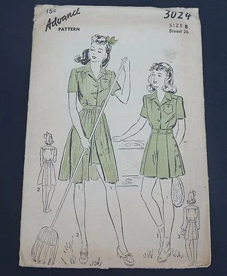 Vintage Advance pattern 3024 short-sleeve playsuit with skirt uncut - Image 1 of 2