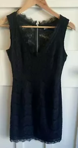 Dotti Black Lace Sleeveless Women's Dress LBD Size 6 Sheer Back - Picture 1 of 9