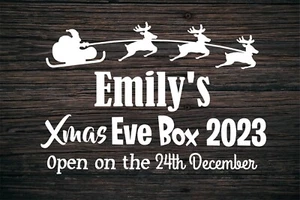 CUSTOM XMAS EVE 2023 BOX VINYL DECAL CHRISTMAS MULTI FONT BOY GIRL PERSONALISED - Picture 1 of 5