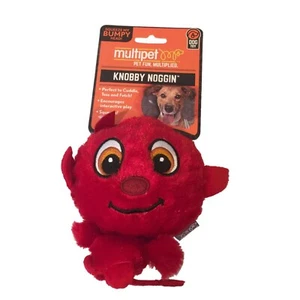 Multipet KNOBBY NOGGIN Little Devil Bumpy Ball Head Plush Red Dog Toy - Picture 1 of 3