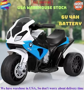 BMW Motorcycle 6V Kids Ride On Licensed Electric 3 Wheels Bicycle w/ Music Blue - Picture 1 of 9