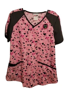 Performance Stretch Ethical fabric Scrub top Size Xlarge W/Pockets NWT ♡♡HEARTS♡ - Picture 1 of 12