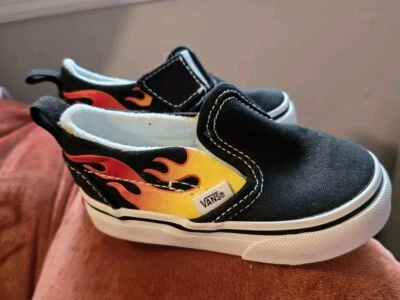 范斯经典一脚蹬帆布鞋幼儿火焰运动鞋 — 第 1/4 张图片