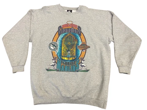 Vintage 1997 World Series Champions Florida Marlins Starter Sweatshirt Large USA Cover