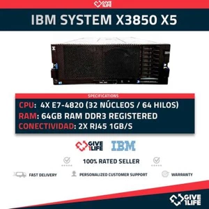 IBM System X3850 X5 4x E7-4820 (32 Núcleos / 64 Hilos) 128GB RAM ECC 2 PSU 2x1GB - Picture 1 of 7