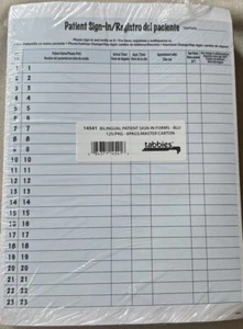 Tabbies ZWEISPRACHIGE Patienten-Anmeldeetikett Formulare - blau 8 1/2" x 11 5/8" 125er-Packung - Bild 1 von 5