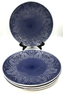 4 piatti Pfaltzgraff Carmela in gres blu cobalto 11" design ventaglio goffrato - Foto 1 di 9
