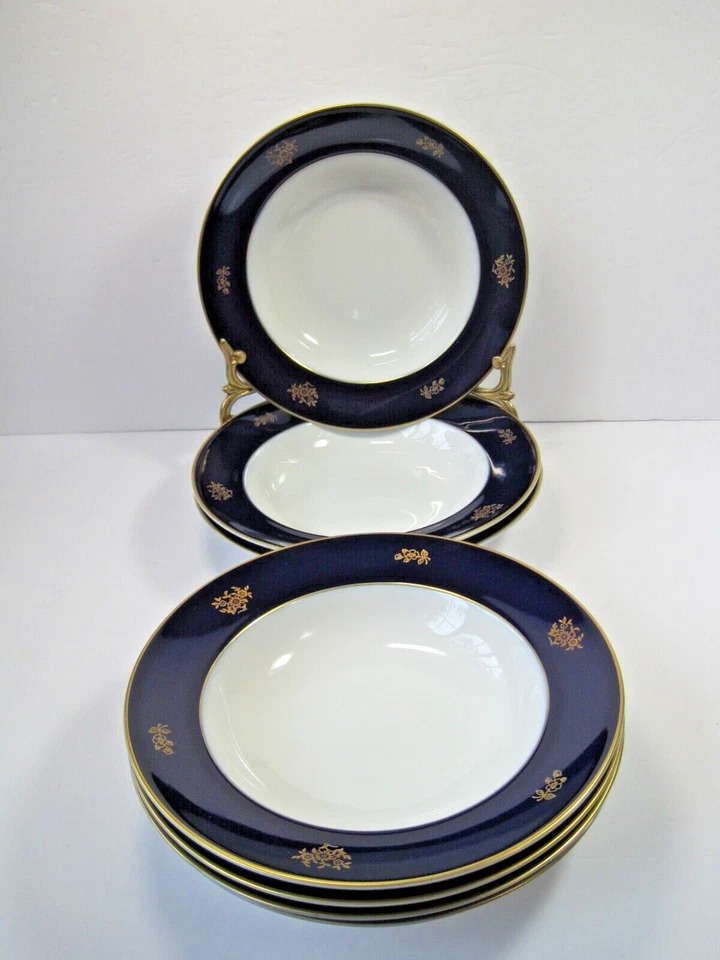 Rosenthal Classic Rose Collection Cobalto Azul Oro Sopa Cuencos 8" D Juego De 7 Foto 1 de 4