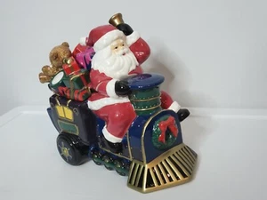 Tarro de galletas vintage Galerie Santa's Train porcelana Bloomingdales Express - Imagen 1 de 12