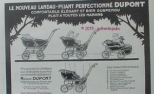 REKLAME DUPONT KINDERAUTO KINDERWAGEN KINDERWAGEN KLAPPWAGEN VON 1926 FRANZÖSISCH AD PUB - Bild 1 von 1