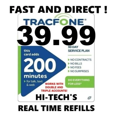 TRACFONE $39.99 DIRECT Refill 200 Minutes 🔥 GET IT TODAY 🔥 - Image 1 of 3