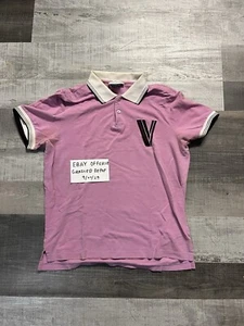 GIANNI VERSACE COUTURE VINTAGE INITIAL V POLO MEN HOLES Pink/Purple Size Small - Picture 1 of 2