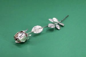romantische Vintage Rose mit Rosenblüte, Blättern und Versilberung - Bild 1 von 3