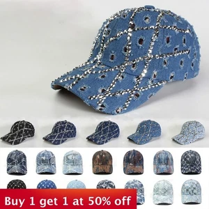 Moda Personalizar Diamante Denim A Prueba de Sol Elegante Sombrero Exterior Informal Gorra Unisex - Imagen 1 de 21