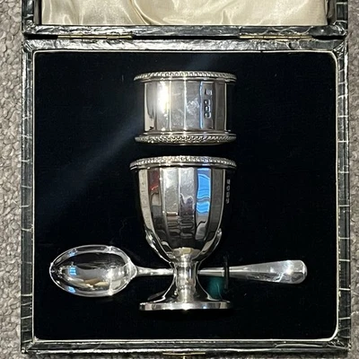 Servilleta y cuchara de plata esterlina Art Deco 1930 bautizo Sheffield Foto 1 de 4