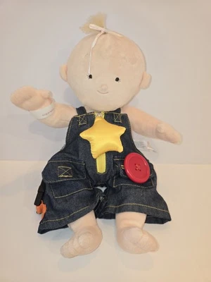 15” North American Bear Co Rosy Cheeks Blonde Baby Girl Doll Plush W/ Overalls - Image 1 of 3