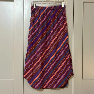 Anthropologie Conditions Apply Striped Skirt Shirttail Hem Red Purple Sz Medium - Picture 1 of 8
