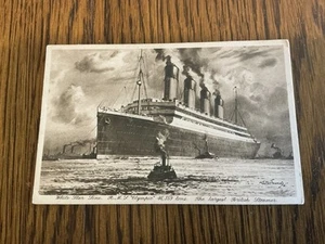 RPPC - R M S Lusitania - The Largest British Steamer. Statistics. - Picture 1 of 7